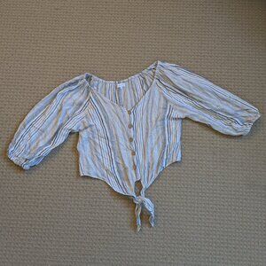 Juniper Blu linen-cotton blend top, M